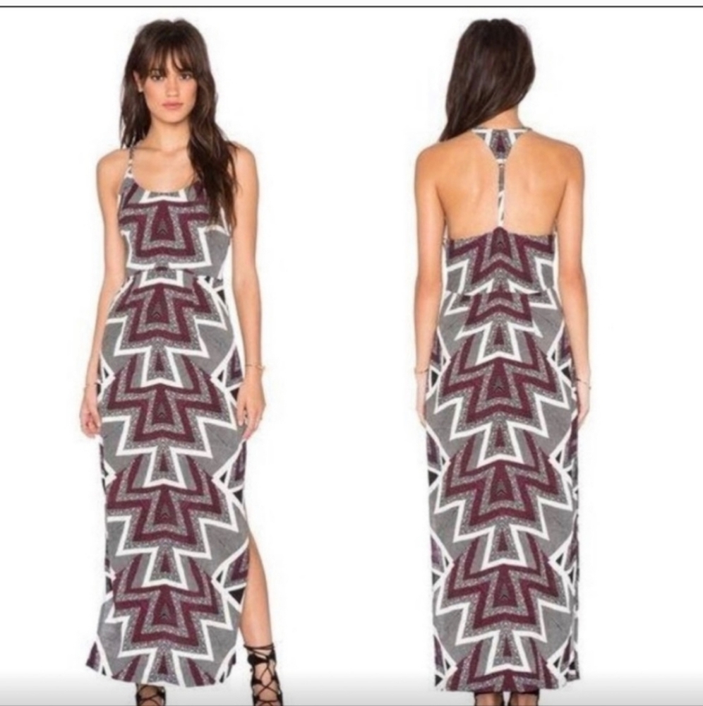 Free People Serves You Right Boho Racerback Slub Geo Maxi Dress Multicolor sz 8